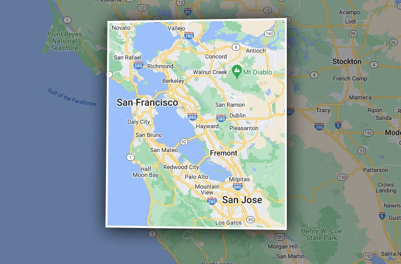 service area map Equinox Roofing San Francisco, CA